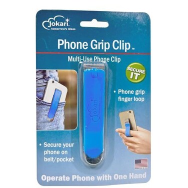 Jokari Universal Hands-Free Phone Holder. Ultra Strong Adhesive Mounted Belt Clip and Finger Grip for Easy One Handed Phone Use on The Go. Keep Expensive Cell Phones from Slipping Out of Pockets (1)