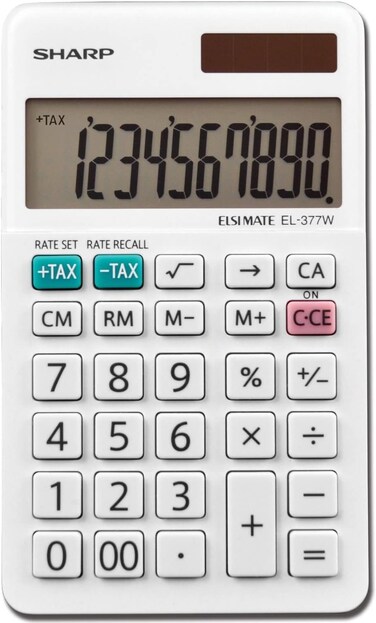Sharp EL377WB EL-377WB Large Pocket Calculator, 10-Digit LCD