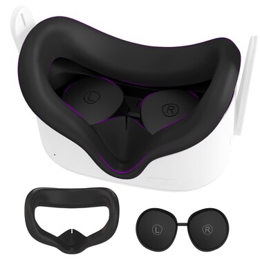 AMZDM Face Pad Cover for Oculus Quest 2 with Lens Covers Protectors Washable VR Silicone Covers for Meta Quest 2 VR Accessories