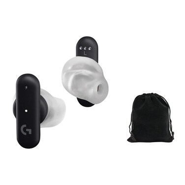 Logitech G FITS True Wireless Gaming Earbuds, Lightspeed + Bluetooth, Custom Molded Fit, Dual Beamforming Mics, Noise Cancellation, 22h Battery, PC, Mac, PS5, PS4, Nintendo Switch, Black, W/Pouch