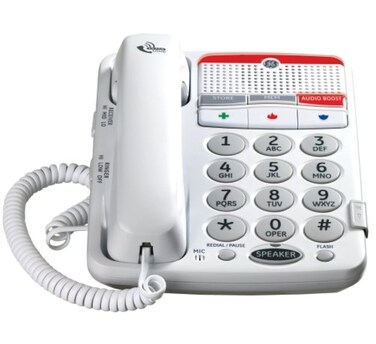 GE 29568GE1 Dect 6.0 Corded Big Button Phone for Mild Hearing Loss (White)