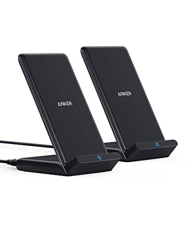Anker 2-Pack 313 Wireless Charging Stand, Qi-Certified for iPhone 16/15/14/13 Series, 10W Fast Charging for Galaxy S23/S22/S21 (No AC Adapter)