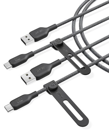 Anker USB C Cable Bio-Briaded [2 Pack, 6ft], Durable USB A to Type C Charger Cable, USB C Charger Cable Fast Charging for Samsung Galaxy Note 10/9/8 S10+/S10/S9+/S9, LG V30 (USB 2.0, Black)