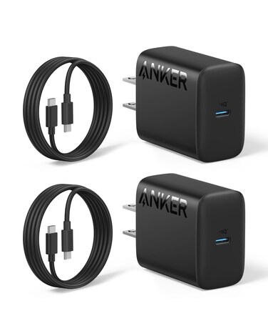 Anker 25W USB-C Super Fast Charger, Anker Charger (Non-Foldable) with USBC Cable, Supports PPS Fast Charging for Samsung Galaxy S23 Ultra/S23+/S23/S22/S21/S20/Note 20, &amp; More 2Pack 5ft Cable Included