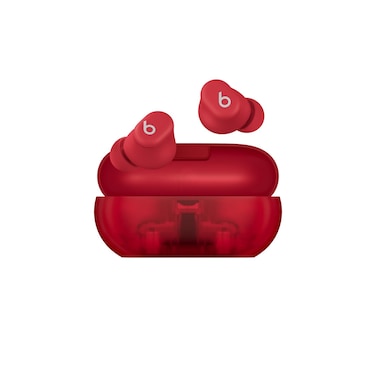 Beats Solo Buds - Wireless Bluetooth Earbuds   18 Hours of Battery Life   Apple &amp; Android Compatibility   Built-in Microphone - Transparent Red