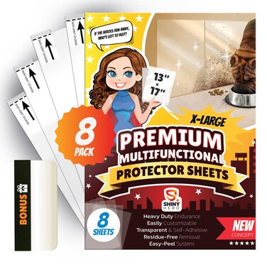 Wall Guard Clear Plastic Sheets - Door Protector from Dog Scratching Cat Shield, Furniture Self Adhesive Removable Film, Office Kitchen Contact Paper, Oil Waterproof Transparent Trash Can Backsplash