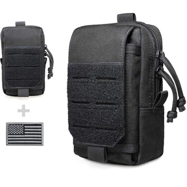 WYNEX Tactical EDC Pouch, Molle Utility Pouches Gadget Organizer Phone Holder Waist Pack Smartphone Pouch Tool Holster Pocket Black