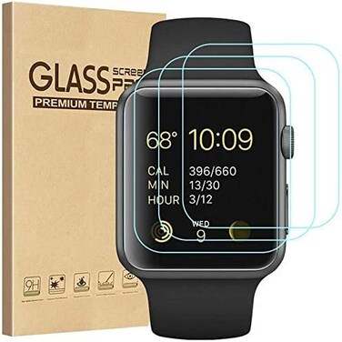 Tourist [3 Pack] Tempered Glass Screen Protector Compatible for Apple Watch 38mm Series 3 / 2 / 1, 9H Hardness, Anti-scratch, Anti-fingerprint, Anti-bubble Easy Installation with Lifetime Replacements