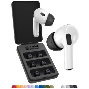 Foam Masters Ultra-Premium Memory Foam Ear Tips for AirPods Pro 1st &amp; 2nd Gen   3 Pairs   Black Magic Version 6.0   Comfortable   Secure   Better Noise Cancellation   Replacement Buds - Black