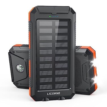 Solar Charger Power Bank Fast Charging - 30000mAh Portable Solar Phone Battery Panel Charger, QC3.0 Dual USB Port Battery Pack Charger for All Cell Phones &amp; Electronic Devices (Orange)