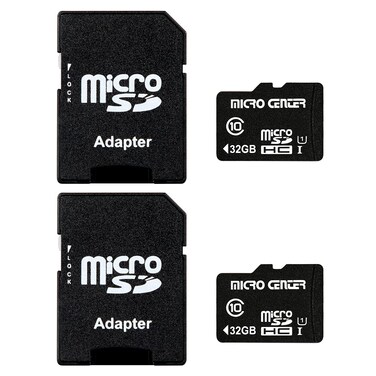 INLAND Micro Center 32GB Class 10 MicroSDHC Flash Memory Card with Adapter for Mobile Device Storage Phone, Tablet, Drone &amp; Full HD Video Recording - 80MB/s UHS-I, C10, U1 (2 Pack)