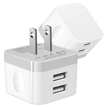 Dual USB Wall Charger, 2Pack 2.4A Double USB Wall Plug iPhone Fast Charger Block Box Brick Adapter for iPhone 16 15 14 13 12 11 Pro Max XS X 8 Plus, Samsung Galaxy S24 S23 A53 A73 S22 S21 Note20 Ultra