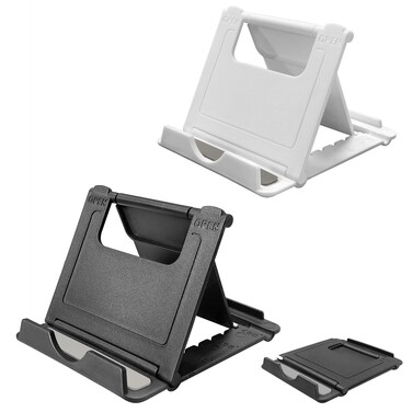 2 Pack Cell Phone Stand, Foldable Phone Holder for Desk Compatible with Phone 15 14 13 12 11 Pro Xs Xs Max Xr X 8, Nintendo Switch, All Phones, Black &amp; White