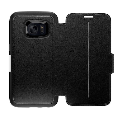 OTTERBOX Strada Series Leather Wallet Case for Samsung Galaxy S7 - Retail Packaging - Phantom (Black/Black Leather)