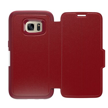 OTTERBOX Strada Series Leather Wallet Case for Samsung Galaxy S7 - Retail Packaging - Ruby Romance (Flame RED/Flame Leather)