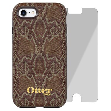OtterBox Strada Series Limited Edition + Alpha Glass Case for iPhone 7 (ONLY) - Retail Packaging - WOODED Serpent (Dark Brown/Dark Snake Skin)