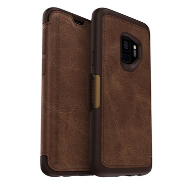 OTTERBOX STRADA SERIES Case for Samsung Galaxy S9 - Retail Packaging - ESPRESSO (DARK BROWN/WORN BROWN LEATHER)
