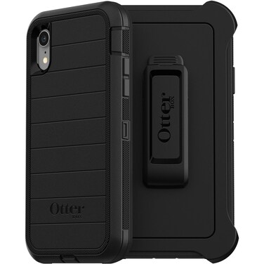 OtterBox iPhone XR (Non-retail/Ships in Polybag) Defender Series Case - Non-retail/Ships in Polybag - BLACK, rugged &amp; durable, with port protection, includes holster clip kickstand