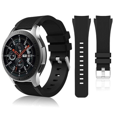 HSWAI Compatible with Samsung Galaxy Watch 46mm Bands/Gear S3 Frontier, Classic Watch Bands/Galaxy Watch 3 Bands 45mm, 22mm Soft Silicone Bands Bracelet Sports Strap for Men &amp; Women. (Black)