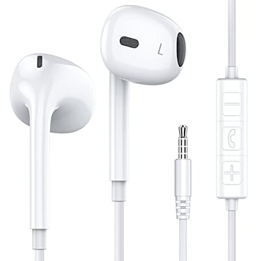 MOSWAG Wired Earbuds with Microphone, 3.5mm Jack in Ear Headphones with Microphone Suitable for Smartphones, Computers, Laptops, IPads, MP3 Players, Etc