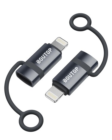 BOUTOP [MFi Certified] 36W USB C to Lightning Cable Adapter, Support Data Sync/PD Fast Charging Compatible with iPhone iPad AirPods, with Anti-Lost Holder - 2 Pack