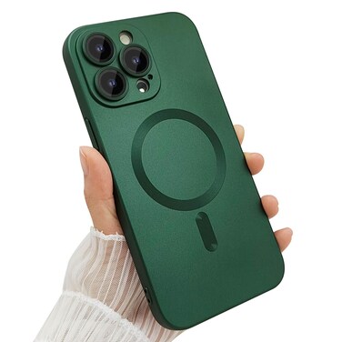 ankofave Magnetic case for iPhone 14 Pro Max Phone Case for Women, Matte Luxury Soft Metallic Luster Design with Camera Lens Protector, Compatible with Magsafe Case for iPhone 14 Pro Max 6.7"-Green