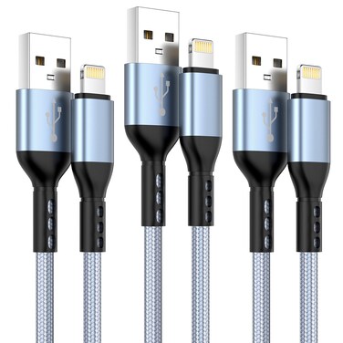 iPhone Charger, 3pack 10FT Apple MFi Certified Long Lightning Cable Fast Charging Nylon Braided USB Charging Cable High Speed Transfer Cord for iPhone 14 13/12/11 Pro Max/XS MAX/XR/XS/X/8/7/Plus/6S