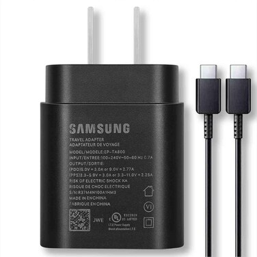 25W Fast Adaptive Samsung Charger for Galaxy S22 S23+ Ultra/S21/S21+/S21 Ultra/S20/S20+/S20 Ultra/Note 20/Note 20 Ultra/Note10/Note10+/Z Fold4/Z flip4 with 4FT (1.2M) Charging Cable - Black