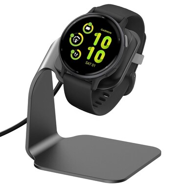 EZCO Charger Dock Compatible with Vivoactive 5 4 4S 3/3 Music/Venu Sq/Venu/Venu 3S 3 2S 2, Premium Aluminm Charging Cable Stand Base Station USB Date Syn for Fenix 7 7S 7X 6 5 Smartwatch
