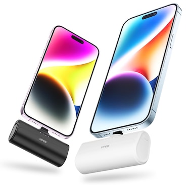 UPEB 2 Packs Portable Phone Charger for iPhone 5000mAh with Built in Cable, MFi Certified Mini Power Bank Cordless External Battery Pack Charger for iPhone Series 14/13/12/11/XR/X/SE/8/7/6 Pro Max