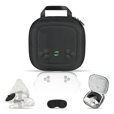 sarlar BS2 Hard Carrying Case for Meta Quest 3S/Quest 3/Oculus Quest 2 VR Headset, Portable Protection Travel Case with Lens Cover Fits Controller, Original Headstrap, Charging Cable &amp; Adapter, Black