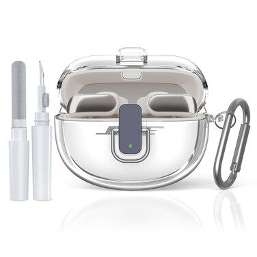 [Secure Lock] for Bose Ultra Open Earbuds Case(2024), TUDIOW Clear TPU Shockproof Protective Cover for Bose Open Ear Wireless Earbuds Accessories with Cleaning Kit&amp; Keychain (Clear)