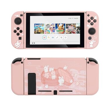 GeekShare Protective Case for Switch, Soft TPU Slim Case Cover Compatible with Switch Console and Joy Con -Steamed Bun Rabbit (for Switch 2017)