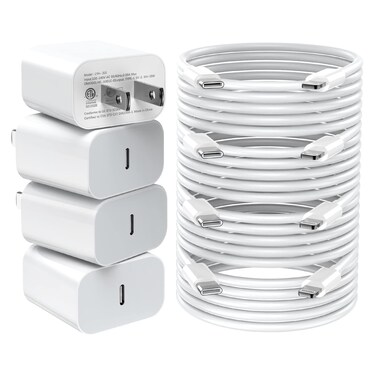GREPHONE iPhone Charger Fast Charging,20W PD USB C Wall Charger 4 Pack with 6FT Fast Charging Cable - Fast Charger for iPhone 14/14 Pro Max/13/13 Pro/12/12 Pro/11/11 Pro/XS, iPad