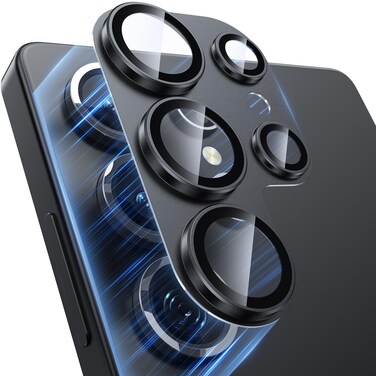 Mansoorr for Samsung Galaxy S25 Ultra Camera Lens Protector, [Military Grade Shatterproof] [Strong Adsorption] Matte Alloy Metal Ring Glass Camera Screen Protector for Galaxy S25 Ultra,Black