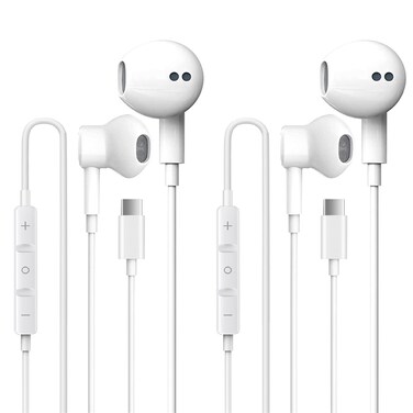 2 Pack USB C Headphones for iPhone 16, Type C Earbuds Wired Earbuds with Microphone &amp; Remote Control Noise Cancelling Earphones, Compatible with iPhone 16 Pro Max, iPad Pro, Most USB C Jack Devices