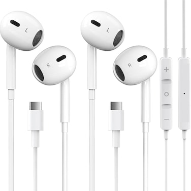 2 Packs USB C Headphones for iPhone 16/15 Pro Max Plus Type C Earbuds Wired Earphones with Mic &amp; Remote Control Noise Cancelling for iPhone 16/15 pro, iPad Pro, Galaxy S23/S22/S21/S20/Ultra Note 10/20