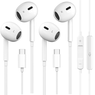 2 Pack USB C Headphones for iPhone 15, USB C Type C Earbuds Wired in-Ear Earphones with Mic &amp; Volume Control Compatible with iPhone 15 Pro/Pro Max, iPad Pro, Most USB C Jack Device