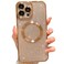 MGQILING Compatible with iPhone 12 Pro Max Magnetic Glitter Case, Luxury Plating Cute Bling Clear Phone Case, Compatible with MagSafe for Women Girls with Camera Protector Back Cover - Gold