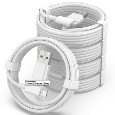 5 Pack [Apple MFi Certified] Charger 3ft, Apple USB to Lightning Cable 3 Foot, Original Fast Charging Cord for iPhone 13 Pro Max/ 13/12Pro Max/12 Pro/11/Se2022/XR/X/8/iPad, White