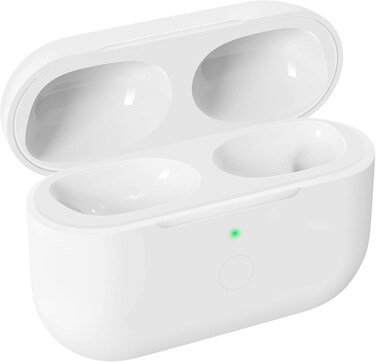 Wireless Charging Case Compatible with Air Pods Pro 1/2, Replacement for Air Pods Pro 1st &amp; 2nd Charging Case with Pairing Sync Button No Earbuds, White (L Port)