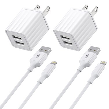 iPhone Charger,[Apple MFi Certified] Fast iPhone Charger 2PACK 6FT Lightning Cable Cord Fast Charging Dual 2 Port Plug USB Wall Charger Compatible with iPhone 14 13 12 11 Pro Max XS XR X 8 Plus 7 iPad