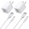 iPhone Charger,[Apple MFi Certified] Fast iPhone Charger 2PACK 6FT Lightning Cable Cord Fast Charging Dual 2 Port Plug USB Wall Charger Compatible with iPhone 14 13 12 11 Pro Max XS XR X 8 Plus 7 iPad