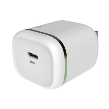 AT&amp;T Single Port Fast Charging 30W USB-C Power Adapter Wall Block with Foldable Prongs for Apple iPhone, iPad, Google Pixel, Samsung Galaxy (White)