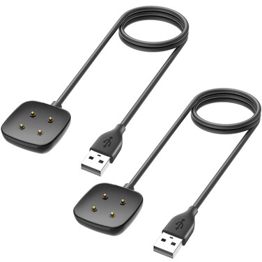 Trami 2 Pack Compatible with Fitbit Sense&amp;Versa 3 Charger, Replacement USB Charging Cable Cord Stand for Versa 3/Versa 4/Sense/Sense 2 Watch,3.3ft+3.3ft
