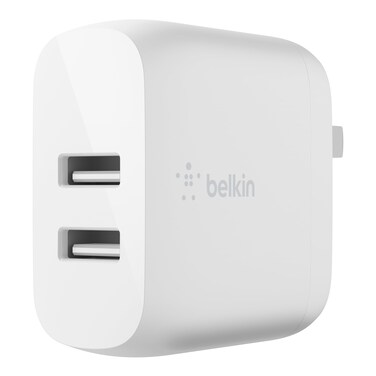 Belkin 24W Dual Port USB Wall Charger - iPhone Fast Charging - Charging Block for Power Bank, iPhone 16, iPhone 15, iPhone 14, iPhone13, iPhone 12, iPad Pro, Samsung &amp; More, iPhone Cable Not Included