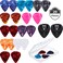 Guitar Picks &amp; Guitar Picks Holder, 2 Black Stick-on Holders, 20 Pieces Guitar Picks, 1 Storage Case, Easy to Paste Suitable for Guitar/Electric Guitar/Bass/Ukulele (Colorful Celluloid Guitar Picks)