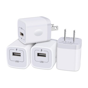iPhone Charger Block, Plug in Phone Charger, Sicodo 4Pack Single Port USB Wall Charger Fast Charging Adapter Cube Box for iPhone 16 15 14 13 SE(2020) 12/11pro/XS/XS Max,Samsung Galaxy S24/S23/S22,LG