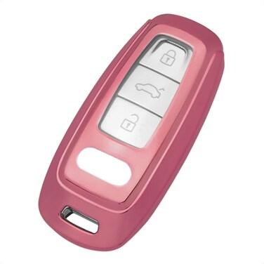 TANGSEN Smart Key Fob Case Pink TPU Protective Cover Compatible with AUDI A3 A6 A7 A8 E-Tron S3 S6 RS6 S7 RS7 Q7 SQ7 Q8 SQ8 3 4 Button Keyless Entry Remote Control Accessories
