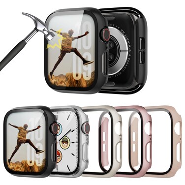 TGKML 5-Pack for Apple Watch Series SE/6/5/4 Case with Screen Protector 40mm, Hard PC Ultra Thin Protective Cover Bumper with Built-in Tempered Glass Film for iWatch 40mm Accessories